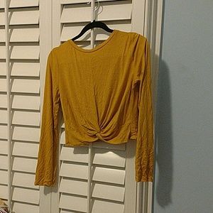 Mustard yellow long sleeve crop top